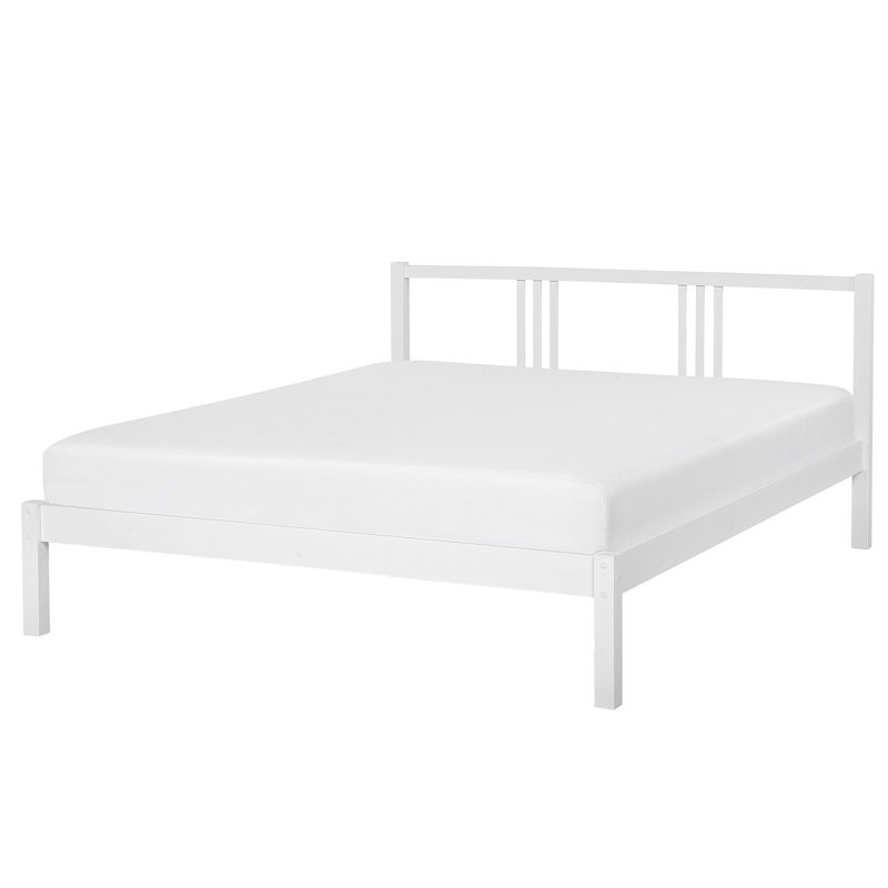 Kinch Solid Wood Bed, European Kingsize (160 x 200 cm), White
