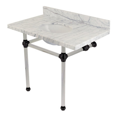Kingston Brass Templeton 36-Inch Vanity Top with Clear Acrylic Legs (8-Inch, 3-Hole)