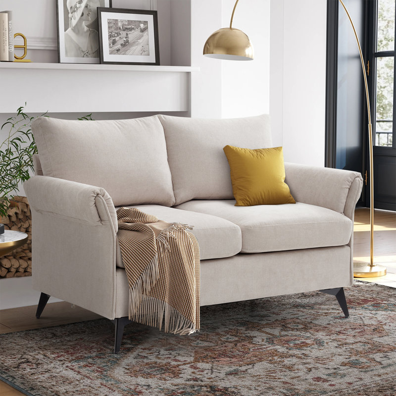 Loundin 50.4'' Upholstered Loveseat, Beige Polyester Blend