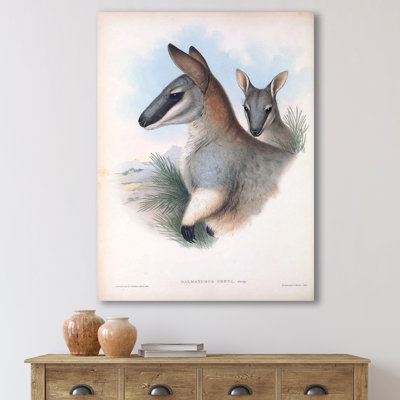 Kangourou rétro - peinture sur toile