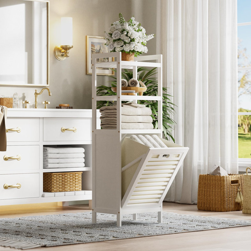 Wood Bathroom Cabinet, White