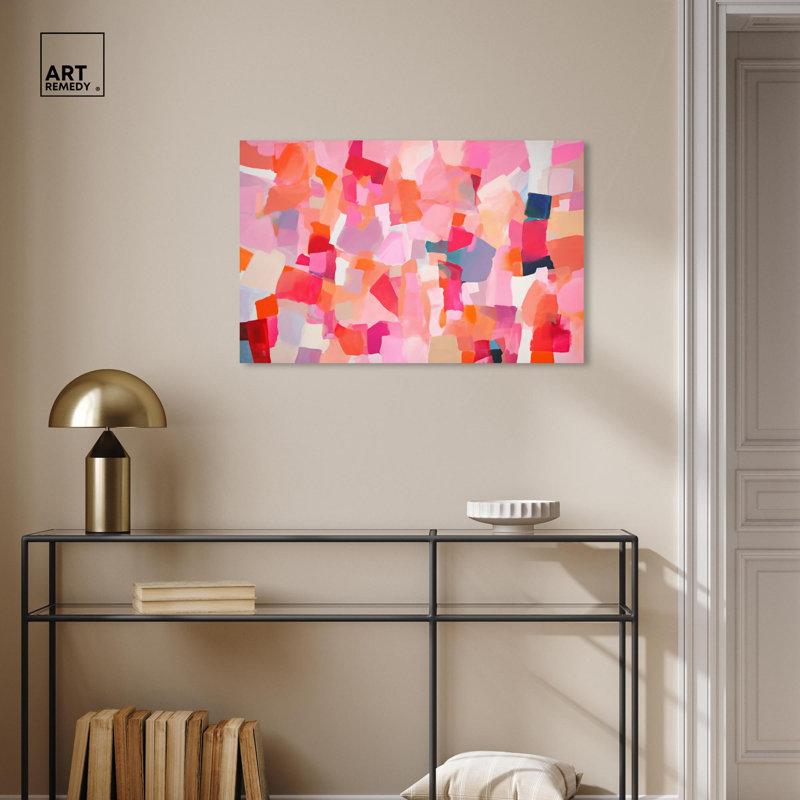 «Crimson Pulse Canvas Maximalist Abstract» par Art Remedy, H 24 po x l 36 po x P 1,5 po, Toile tendue