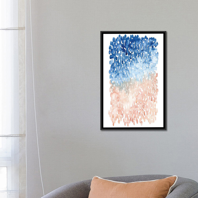 «Coral Cascade II», reproduction sur toile, H 26 po x l 18 po x P 1,5 po, Toile avec cadre noir, Pas de tapis