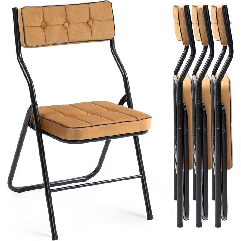 Ensemble de 4 chaises pliantes rembourrées - Chaises de salle à manger rembourrées portables pour les invités, Brun