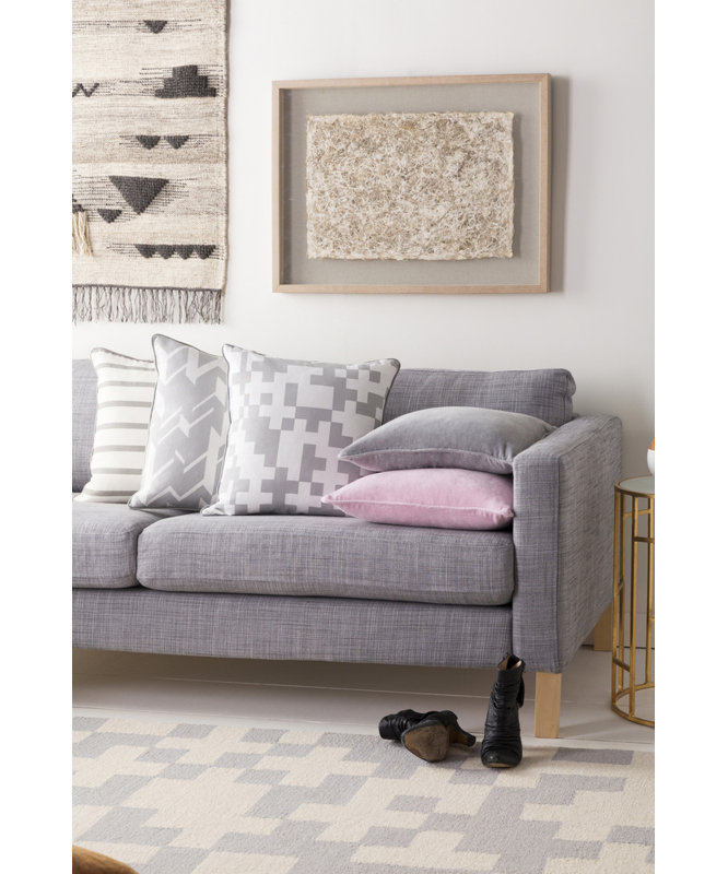 Inga Geometric Cotton Pillow Cover, Gray/ White, Pillow Cover Only - No Insert