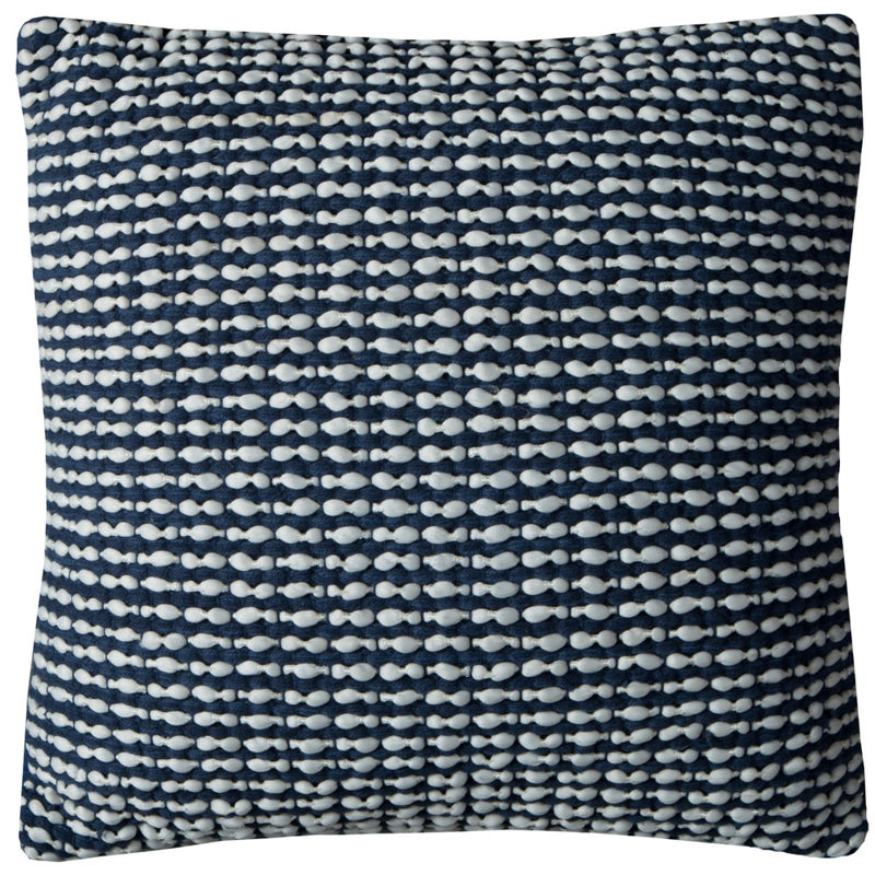  Housse de coussin carré en coton, Bleu marine
