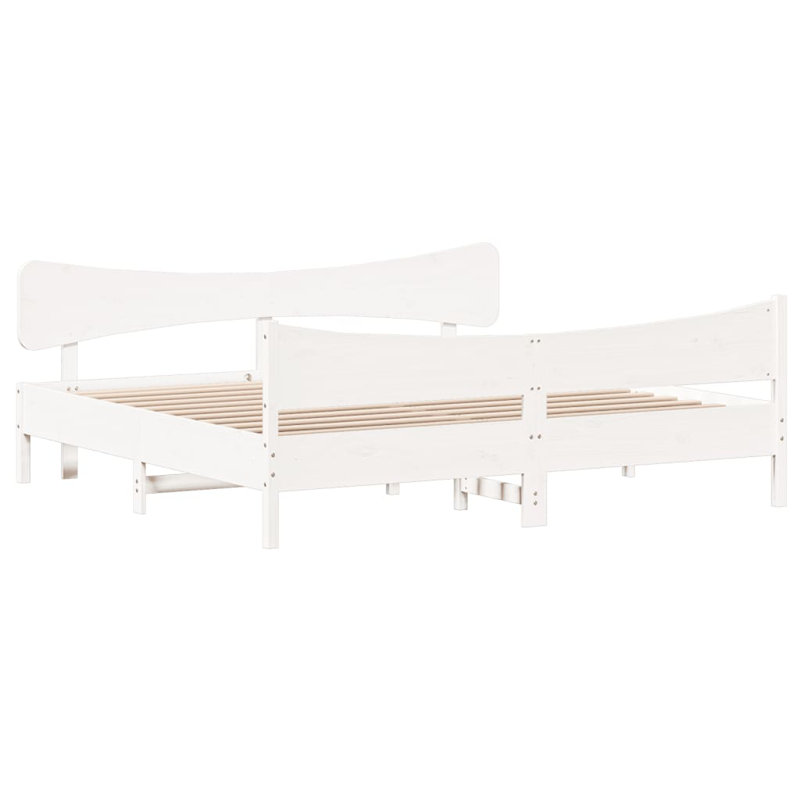 Rosalinde Solid Wood Bed, White, Super King (6')