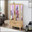 Vitrine lumineuse avec tablettes réglables, 2 portes et 1 tiroir - Présentoir en verre élégant pour les objets de collection et le rangement du vin