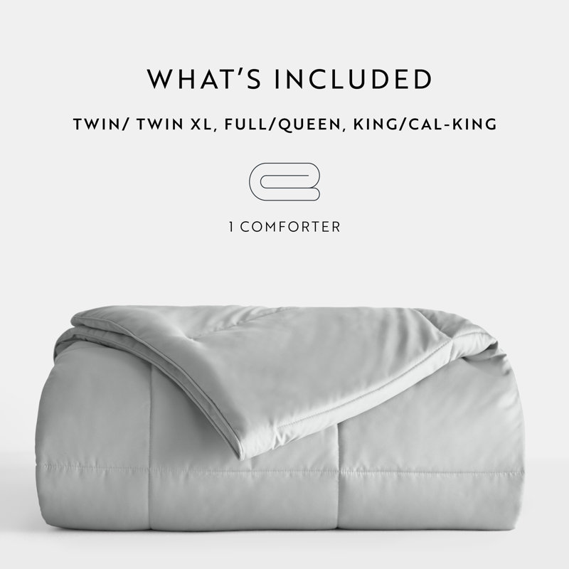 Comforter Solid Color Lightweight Microfiber All Season Down-Alternative Ultra Soft Bedding, Queen, Light Gray