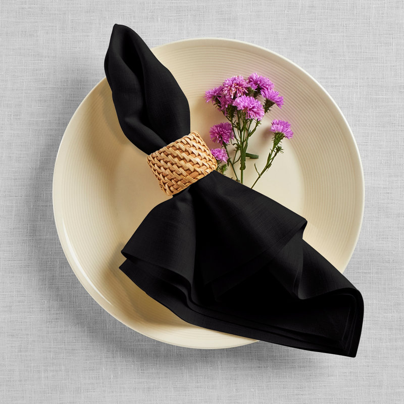 100% Pure Linen Dinner Napkins - Fete, Black