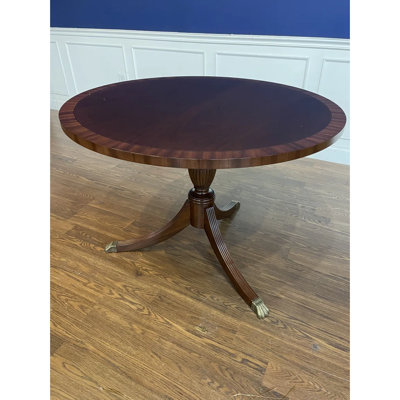 42" Round Banded Mahogany Table