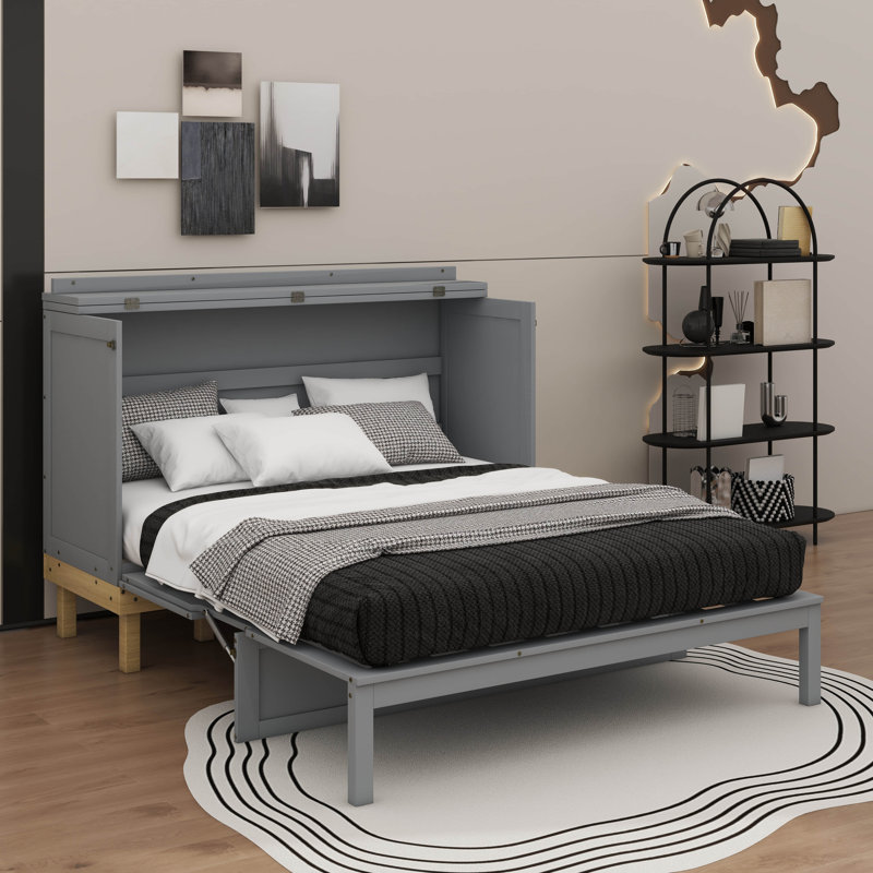 Modern Queen Size Murphy Bed, Gray