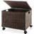 Rolling Filing Cabinet, Espresso - Water Hyacinth File Organizer with Lid and Locking Wheels, Cabinets for Hanging Folders