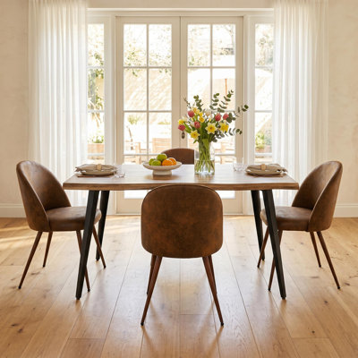 Ensemble de salle à manger moderne 5 pièces avec table à bords ondulés 63 po Shivani