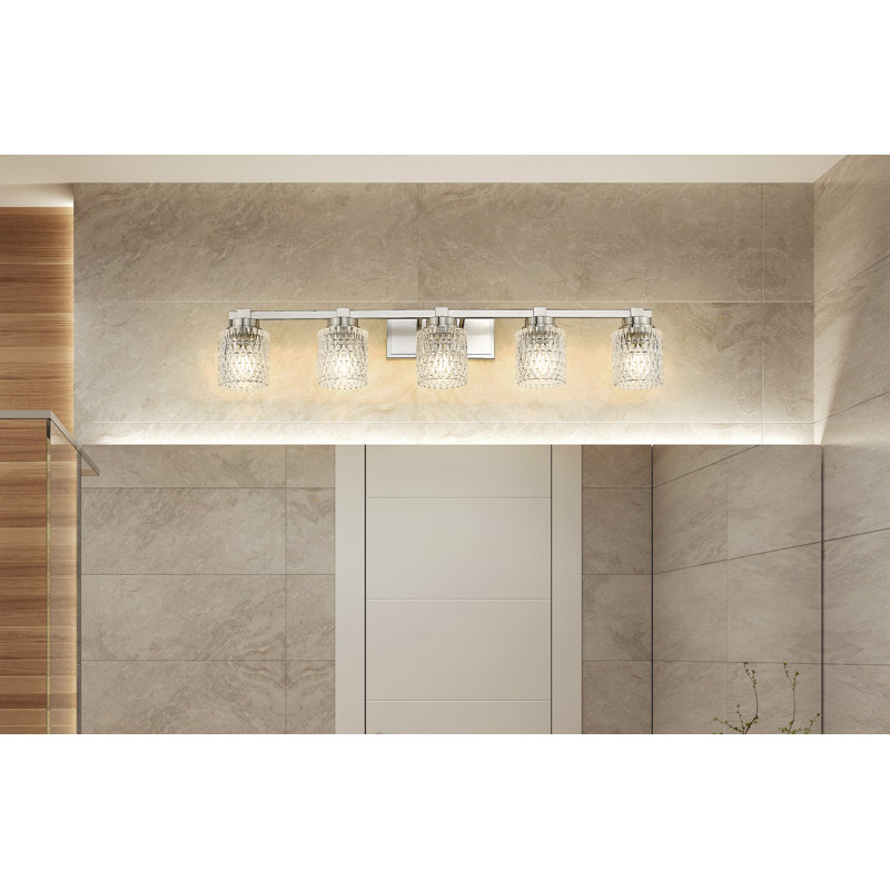 Meuble-lavabo 5 lumières Danika, Nickel brossé