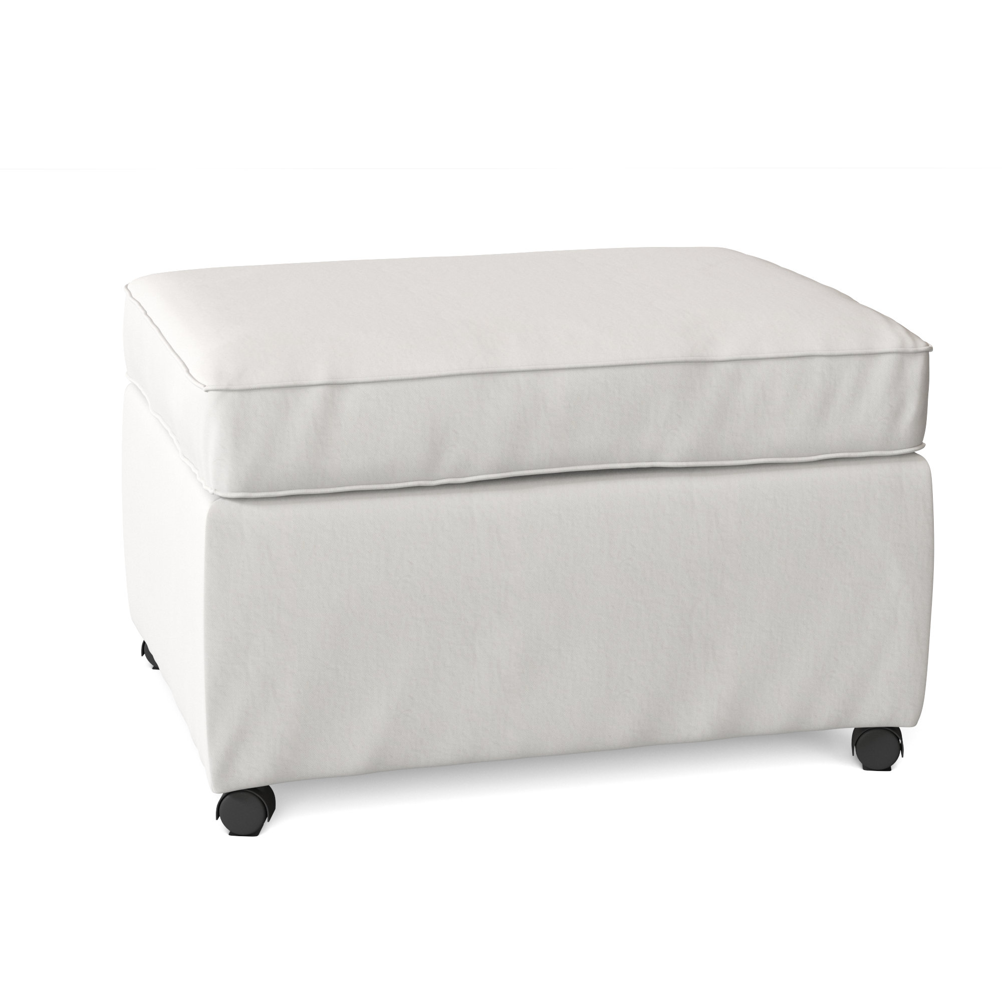 Rika Upholstered Ottoman, Classic Bleach White Twill