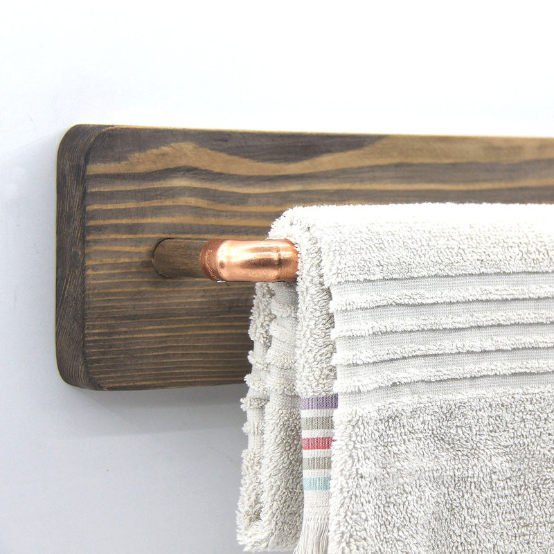 Solid Wood Floating Shelf with Hooks