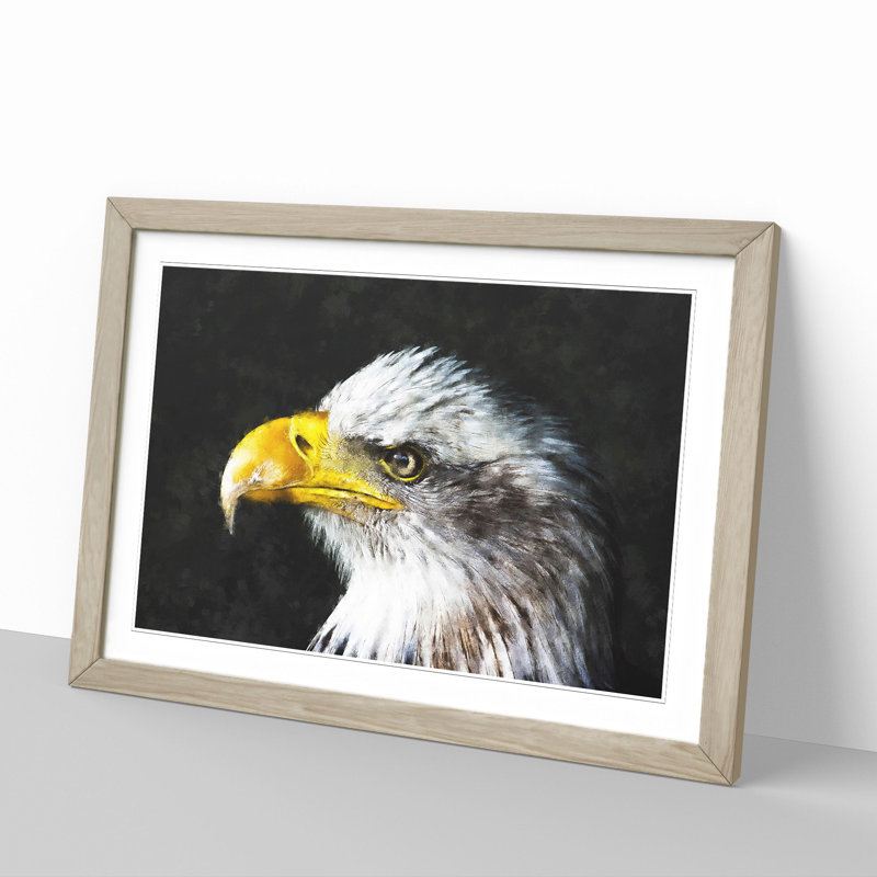 Bald Eagle Vol.1 - Picture Frame Painting, Oak Framed, 48cm H x 65cm W x 2cm D