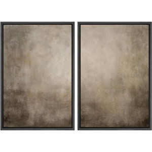 " monochromatic gradient abstract minimalist gray " 2 - pieces on canvas