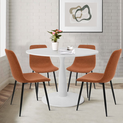 Fahie 4 - Person Dining Table Sets With 35'' Round Table & 4 Upholstered Fabric Chairs