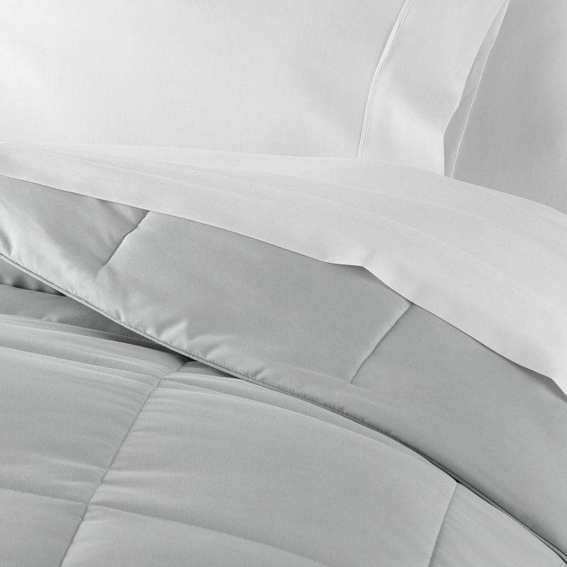 Twin Light Gray Down Alternative Microfiber Comforter Set