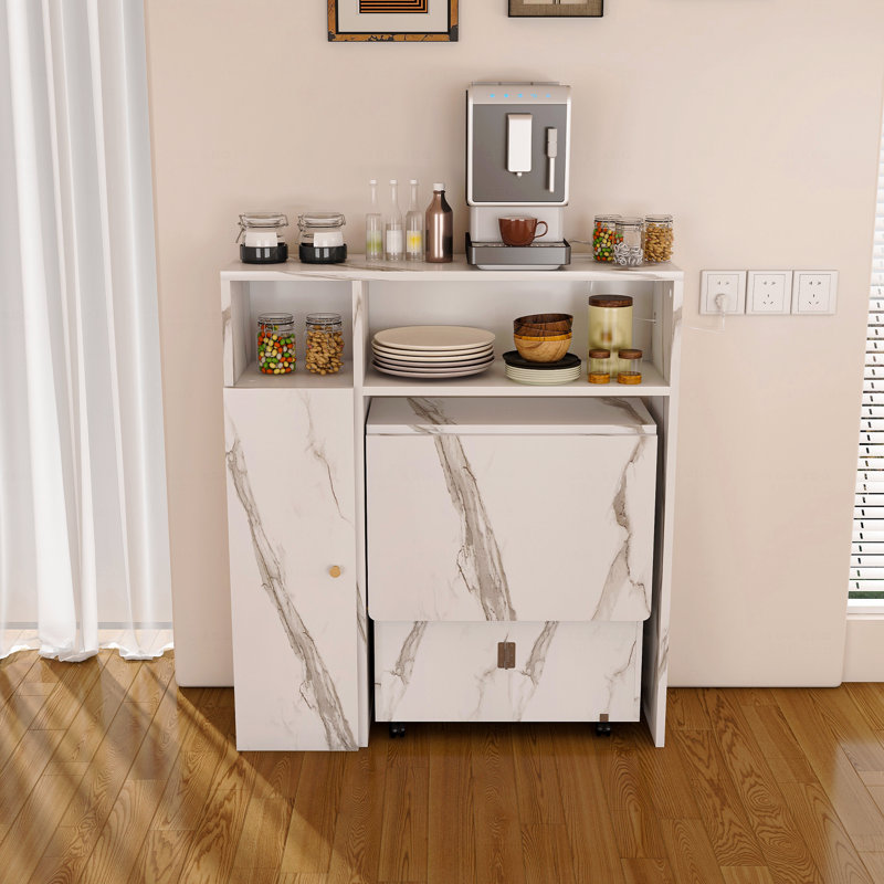Multifunctional Folding Dining Table With Wall-Mounted Sideboard And Storage
