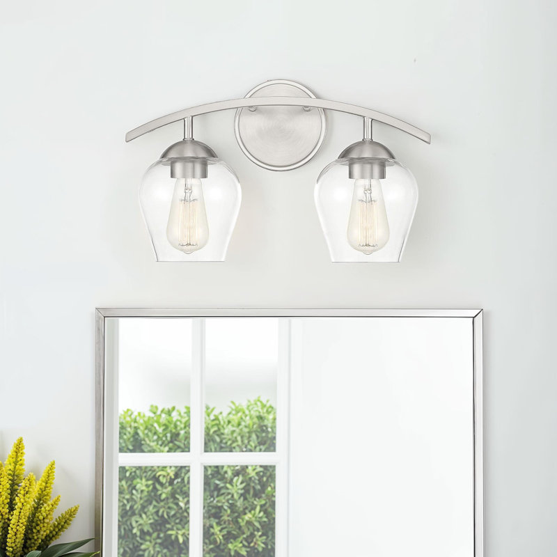 Schoenfeld 2-Light Dimmable Vanity Light in Brushed Nickel, Brushed Nickel