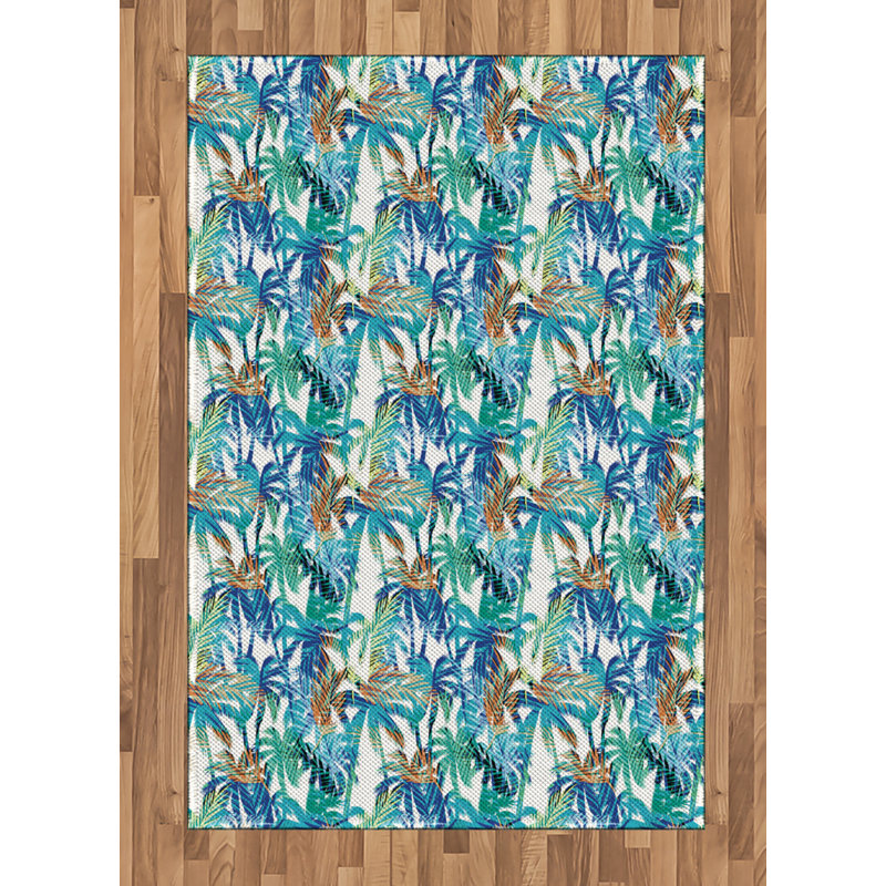 Palm Leaf High Density Long Fiber Poly Threads Decorative Area Rug Carpet, Rectangle 4' x 5'8"
