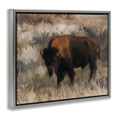 Art mural sur toile flottant traditionnel "Bison Range" par Nina Blue