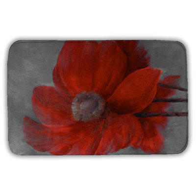Red flower in the wind Bath Mat with Non-Slip Backing - Quick Dry Memory Foam Bathroom Rug - Absorbent - Modern Plush Spa-Style - Machine Washable