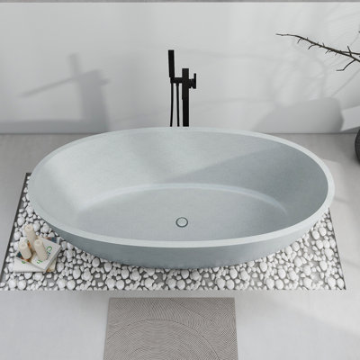 71'' X 35.4'' Freestanding Soaking Terrazzo Bathtub