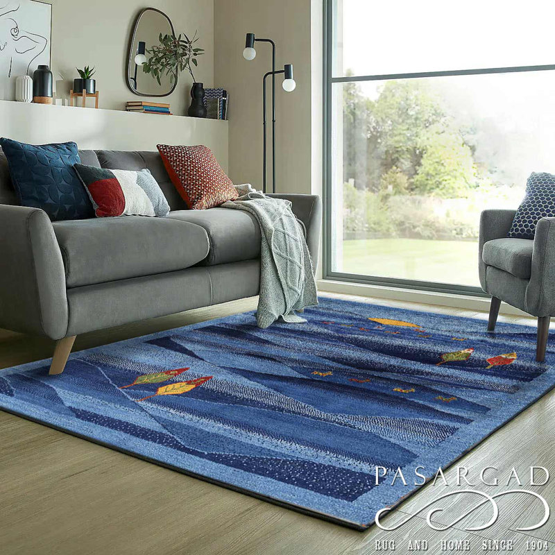 Blue Color Fine Hand knotted Persian Gabbeh 5'1'' X 6'7''