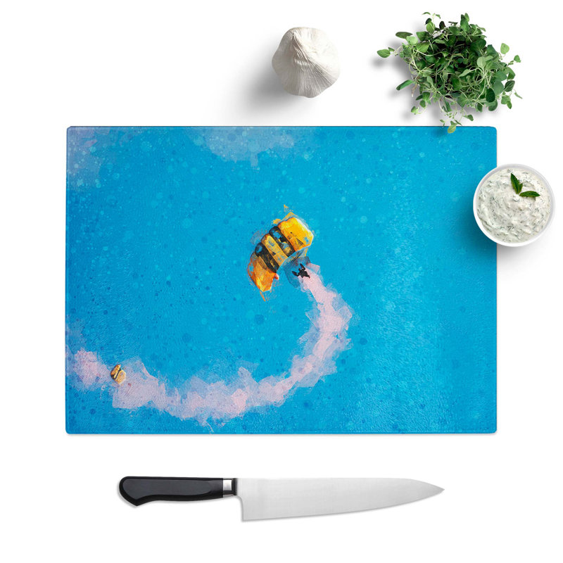 Tempered Glass Skydiving Chopping Board, 28.5 cm W x 20 cm L