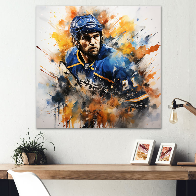 «Sport Hockey Ice Chronicles II», art mural hockey, Cadre flottant doré, H 30 po x l 30 po x P 1,5 po