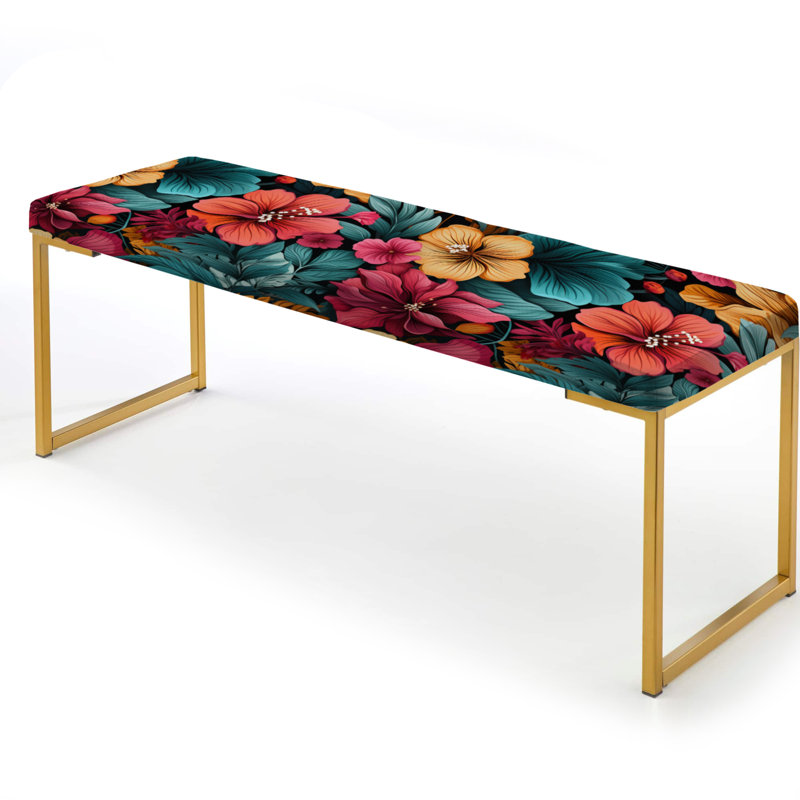 Tropical Watercolors Ii Botanical Pattern - Floral Upholstered Gold Bench