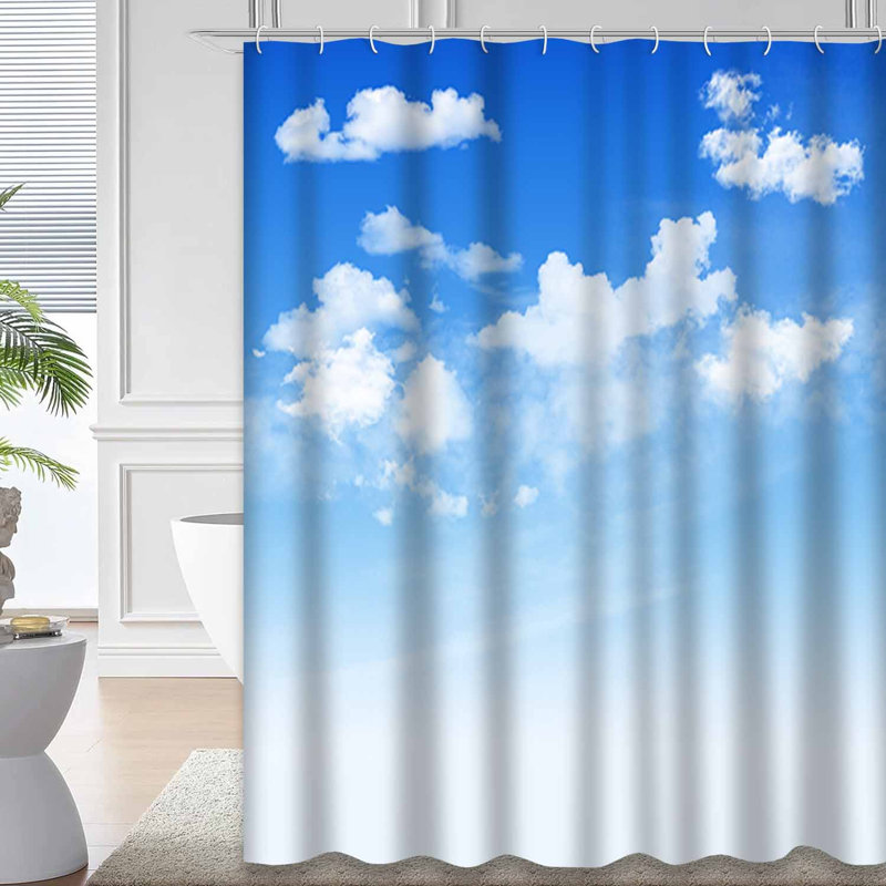 Rideau de douche bleu imperméable, rideaux de douche pour la salle de bain avec 12 crochets, 72" L x 78" W