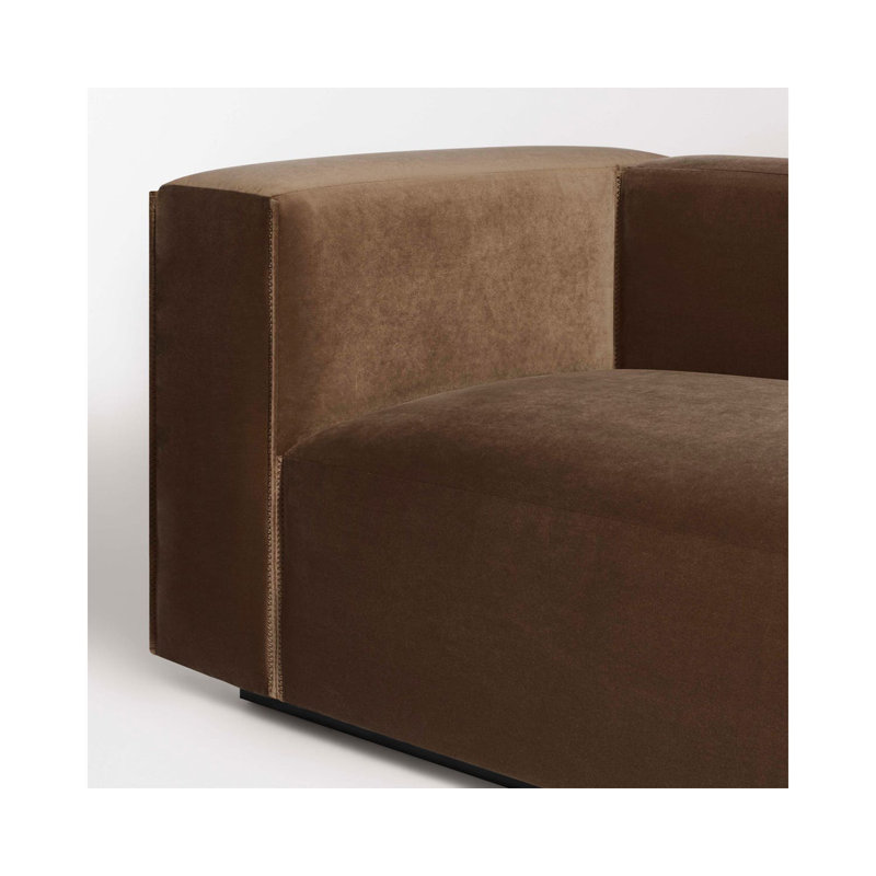 Cleon Chaise Lounge, Left Hand Facing, Coffee Velvet Polyester Blend