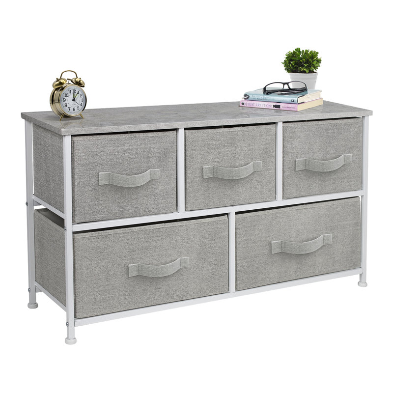 Commode 5 tiroirs Bayly, Gris