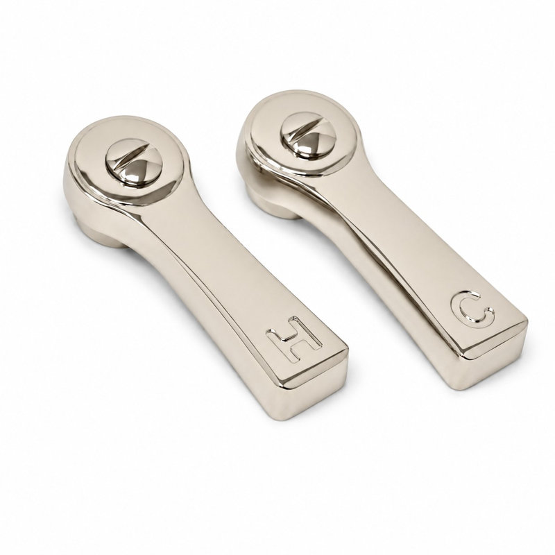 P0782 Paire de poignées levier déco, Nickel poli