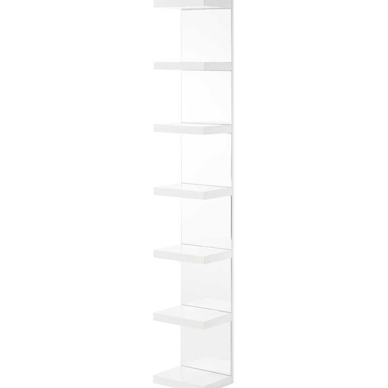 Élégante étagère de meuble télé avec dossier en miroir - 7 tablettes et verre autoportant élégant