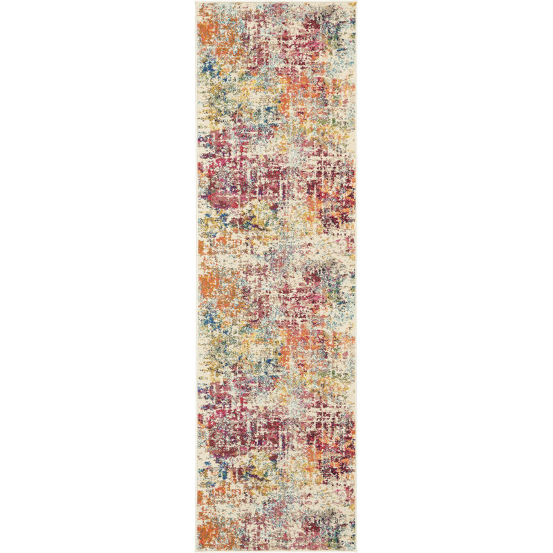 Tapis contemporain contemporain rose, Tapis de couloir 2 pi x 6 pi
