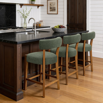 26" Upholstered Counter Height Bar Stool with Solid Wood Frame