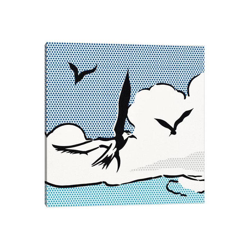 Mouettes par Toni Sanchez - impression d'art graphique, Toile tendue, H 26 po x l 26 po x P 1,5 po