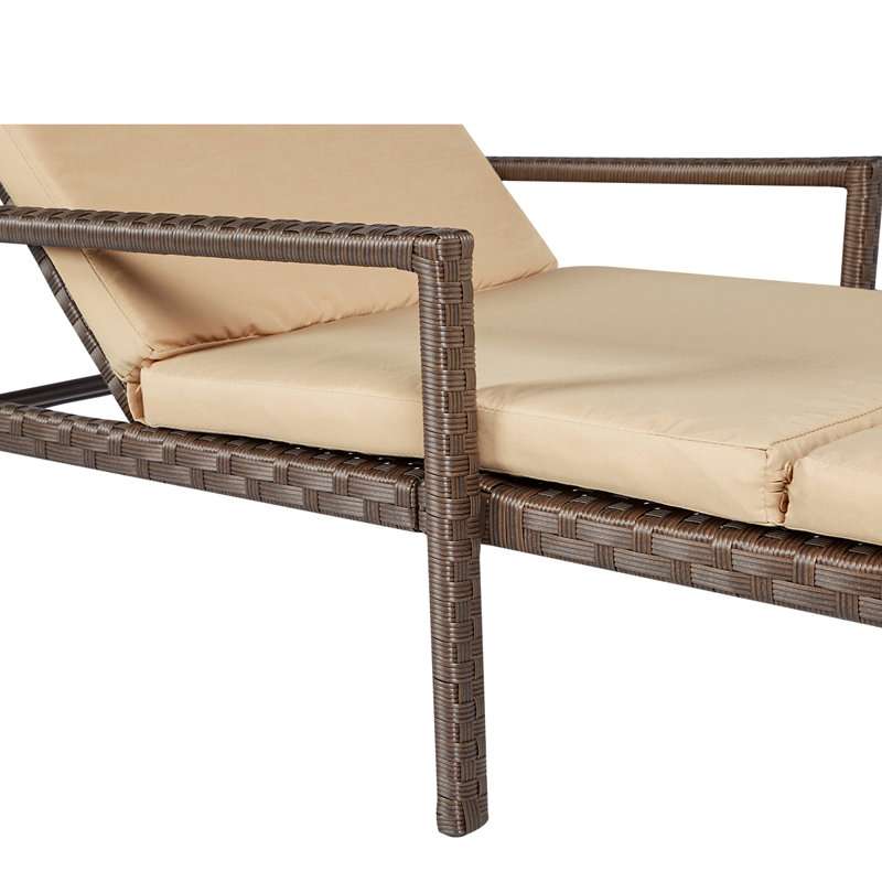 Chaise longue inclinable longue de 25 po avec coussins Mcmurry, Kaki, Marron