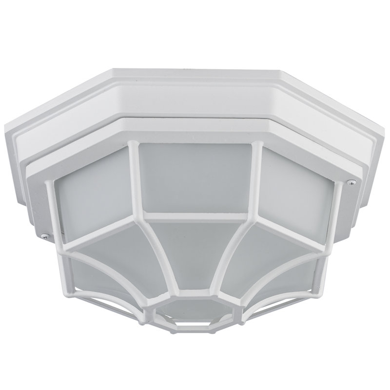 Plafonnier encastré d'extérieur à 1 ampoule Basham, Blanc, H 5 po x l 11 po x P 11 po