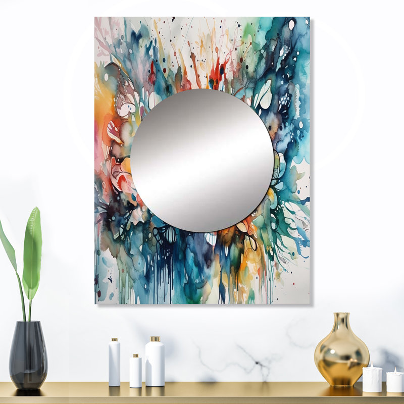 «Brevyn Captivating Boho Dance I», miroir mural décoratif abstrait, miroir bleu, reproduction d'art en métal, 32 po x 24 po