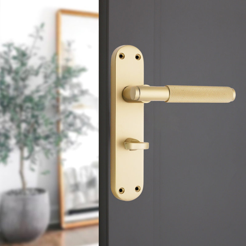 Connaught Knurled Lever on Backplate Privacy Satin Brass