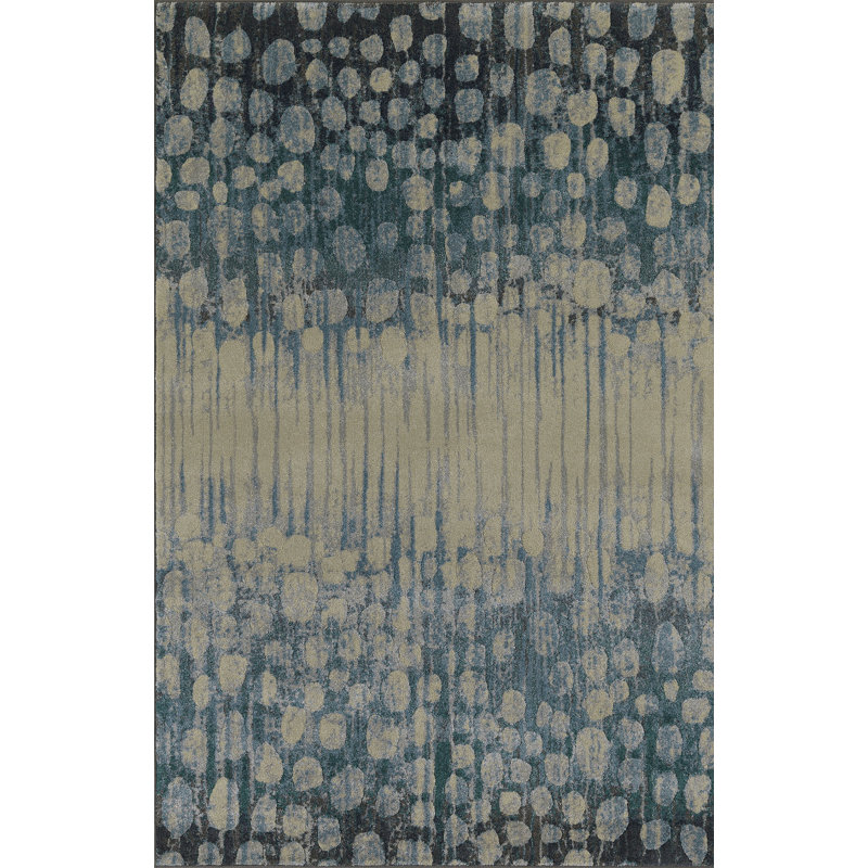 Tapis étain abstrait area Garth, Rectangle 7 pi 10 po x 10 pi 7 po