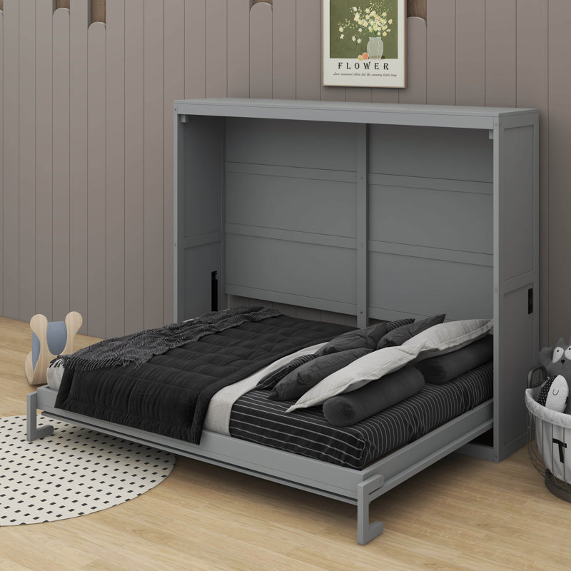 Queen Murphy Bed Wall Bed, Gray