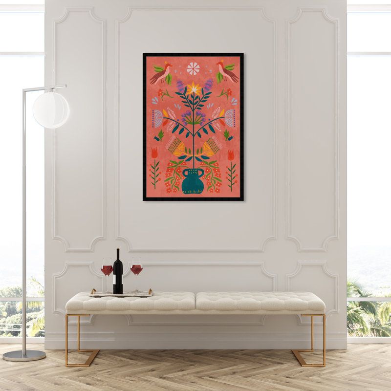 Bohemian Botanical Illustration by  - Picture Frame Print, Noir, H 47 po x l 32 po